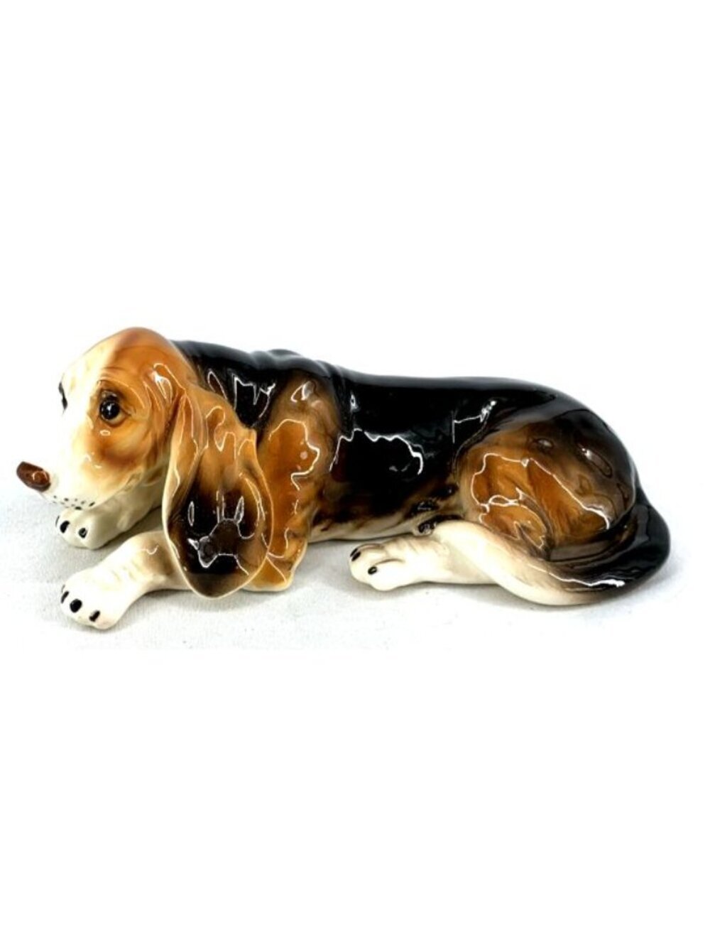 Lefton Basset Hound Figurine 7.75" Porcelain Vintage